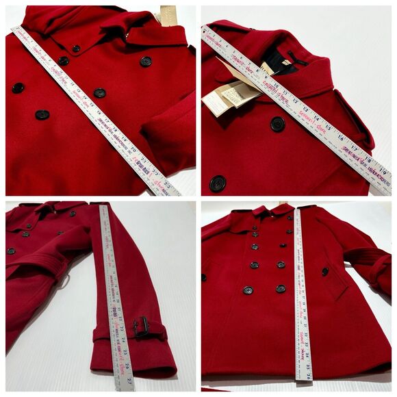 NWT Burberry The Kensington Men US 42 Mid Length Wool Cashmere Red Coat $3,890 - Picture 8 of 10